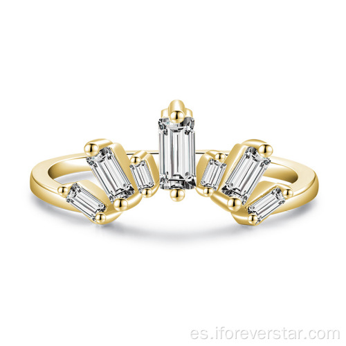 Anillo de plata esterlina de 925 anillos chapados en oro